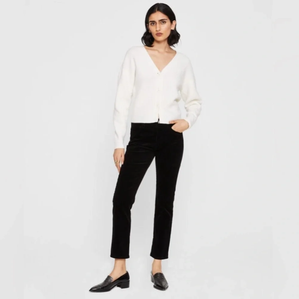 CLUB MONACO High Rise Skinny Corduroy Pants, Black, Size 6 - Picture 1 of 14